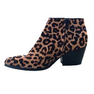 Bleecker & Bond Riley Animal Print Fur Leather Booties Heeled Ankle Boots 7.5
